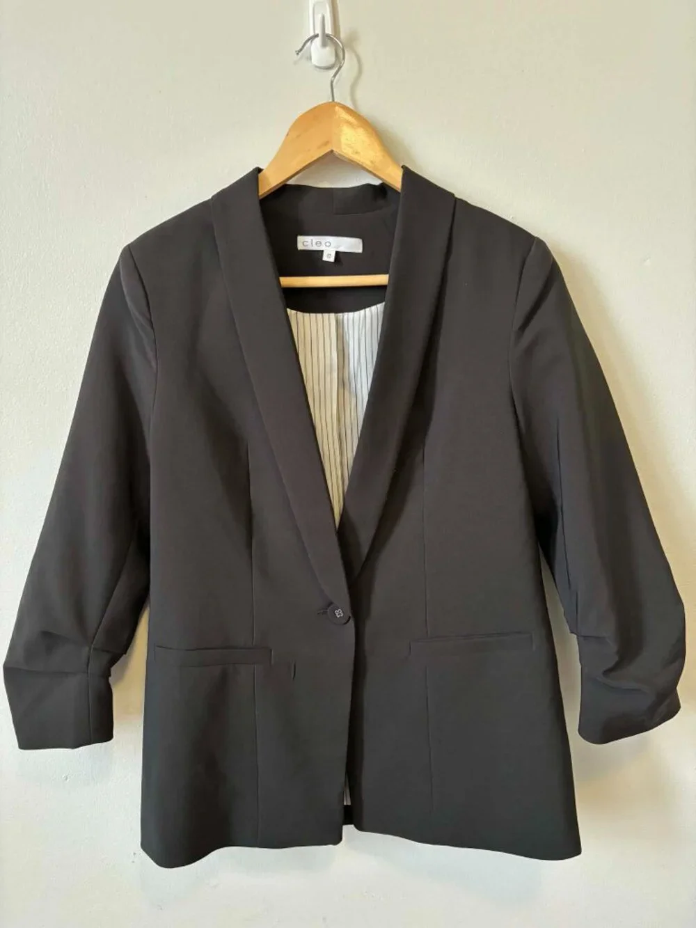 Black Rouched Sleeve Blazer - Picture 5 of 7
